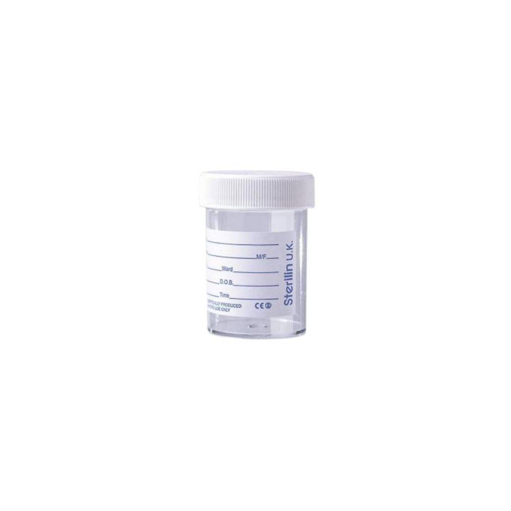 60ml Sterilin Urinflaske med Etikette