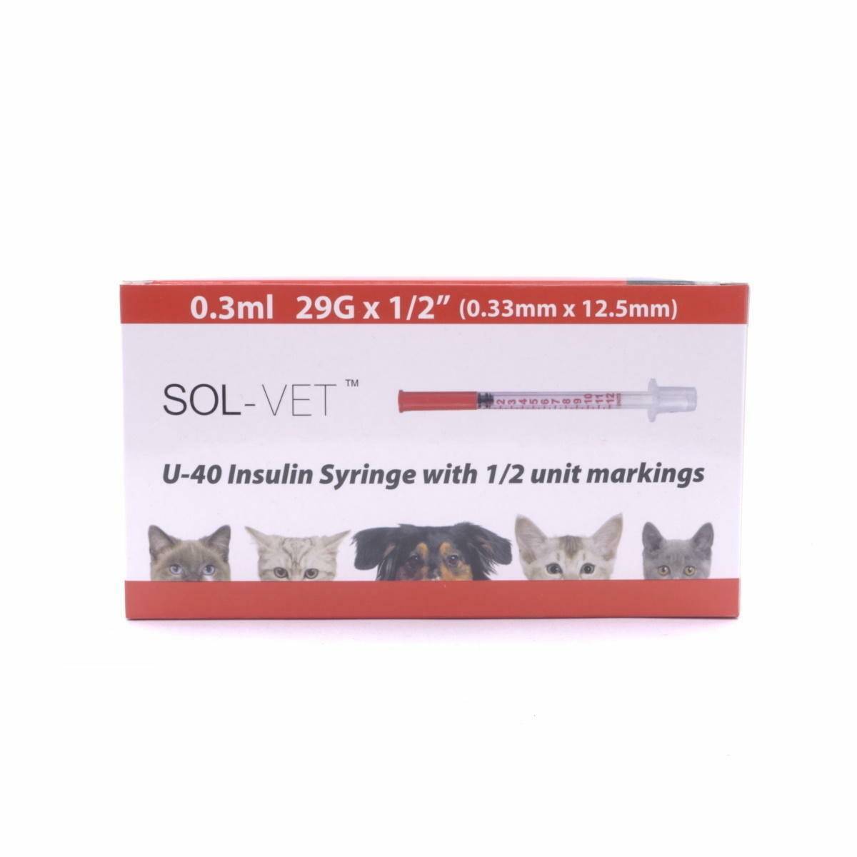 Sol-Vet 0,3 ml 29 g 0,5 tommer U40 sprøjte med fast nål