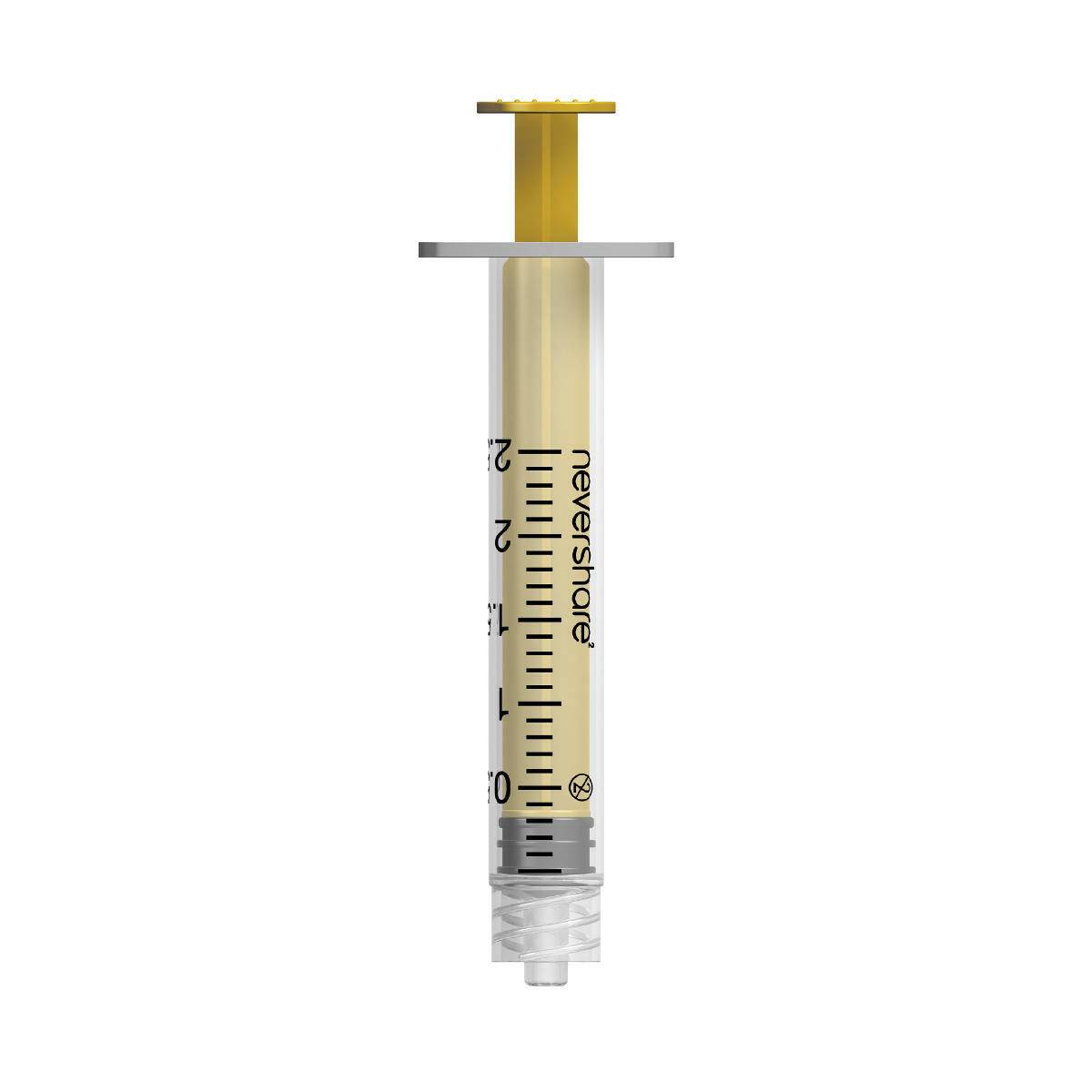2,5 ml gule Nevershare Luer Lock-sprøjter