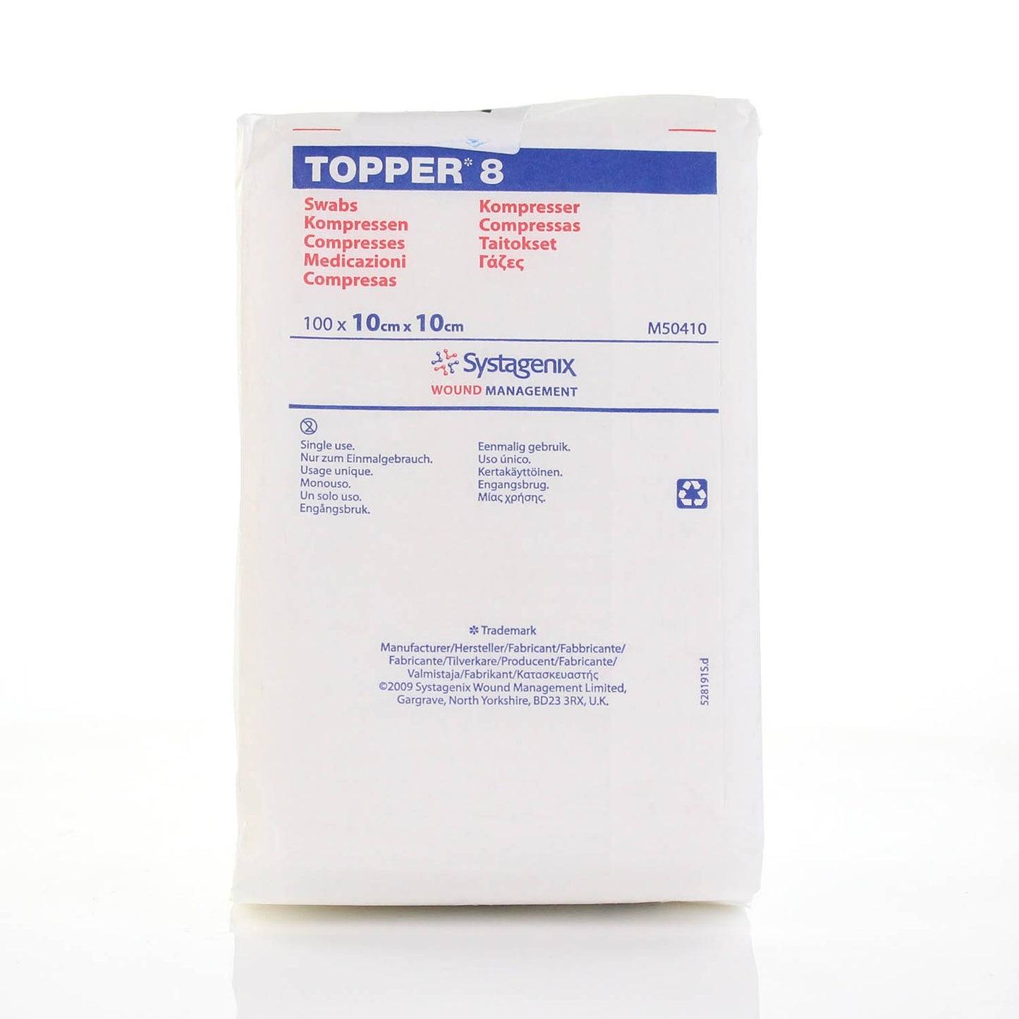 10 cm x 10 cm Topper 8 4-lags ikke-sterile vatpinde Pakke med 100 J&J