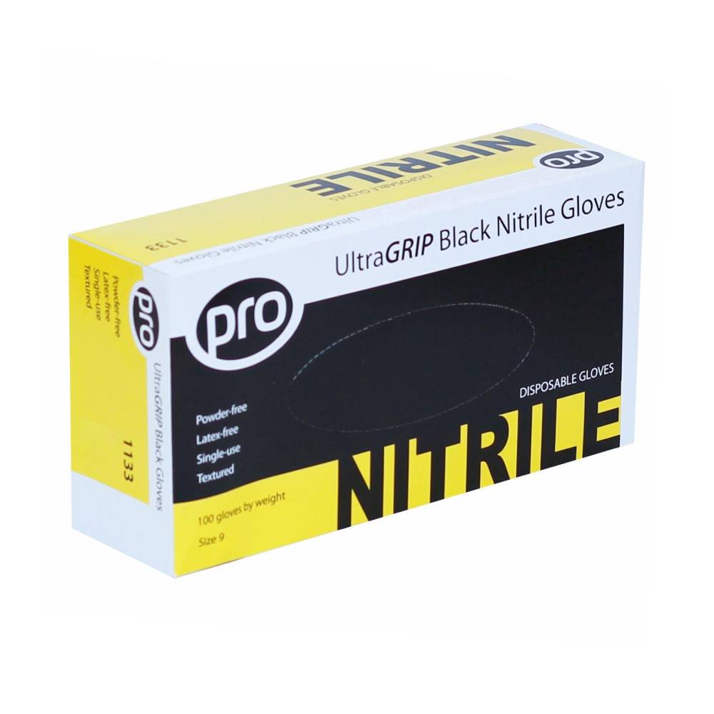 PRO UltraGRIP sort nitril handskeæske med 100 stk