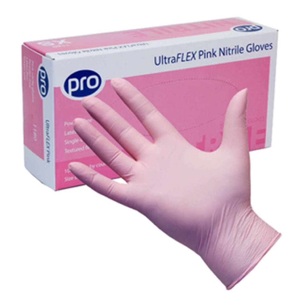 PRO UltraFLEX Pink Nitril Handskeæske med 100 stk