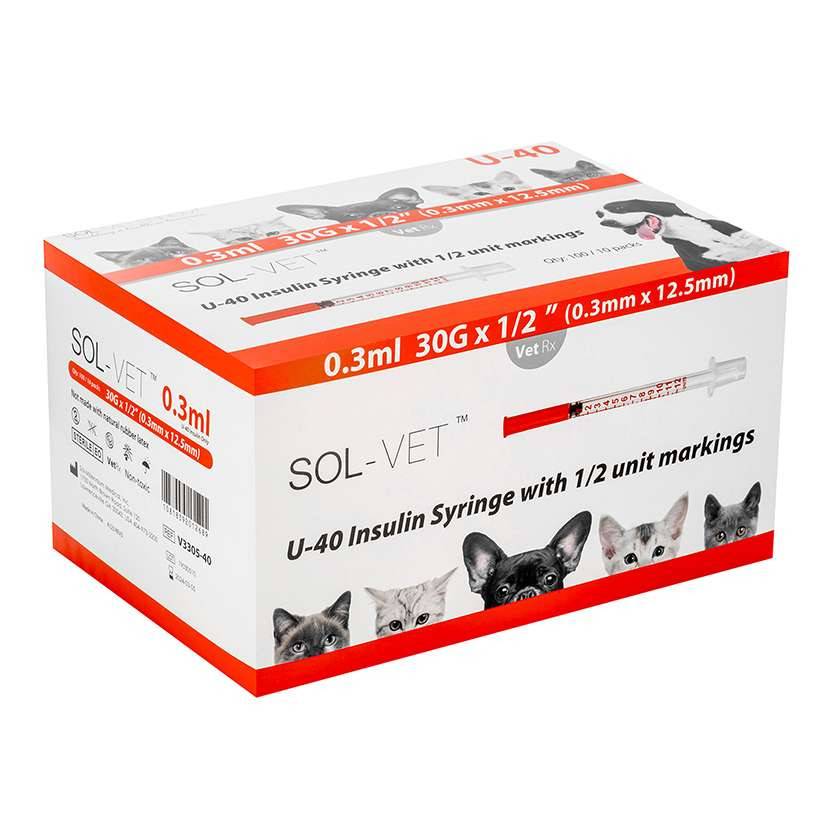 Sol-Vet 0,3 ml 30 g 0,5 tommer U40 sprøjte med fast nål