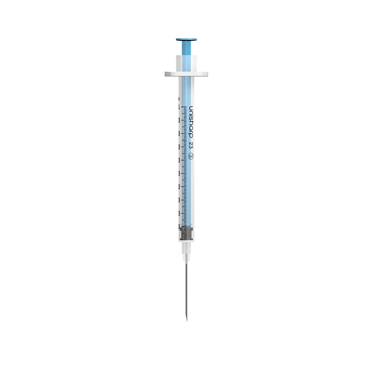1ml 23G 25mm 1 tommer Unisharp fast blå nål sprøjte u100