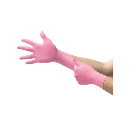 Pink Ansell Micro-Touch NitraFree nitrilundersøgelseshandsker, æske med 100