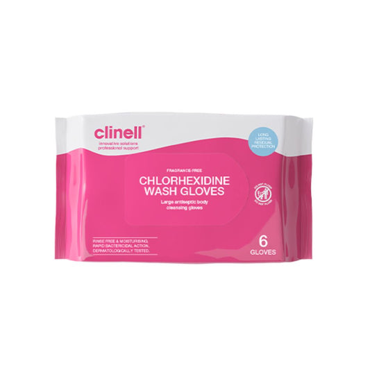 Clinell Klorhexidin Duftfri Vaskehandsker 6 Pack