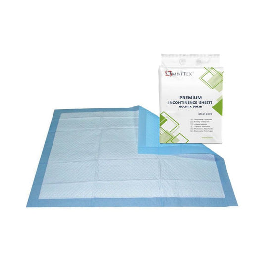 Omnitex 60 cm x 90 cm Premium engangssenge-inkontinenslagner Pakke med 25