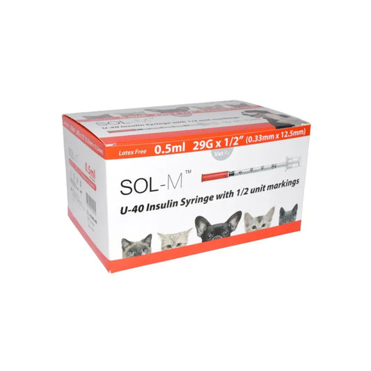 Sol-Vet 0,5 ml 29 g x 0,5 tommer U40 sprøjte med fast nål