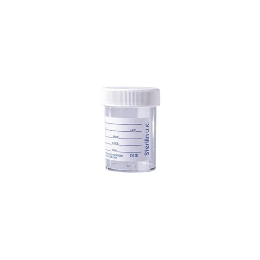 60ml Sterilin Urinflaske med Etikette