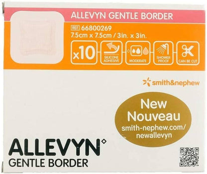 Allevyn Gentle Border 7,5 cm x 7,5 cm selvklæbende skumforbinding