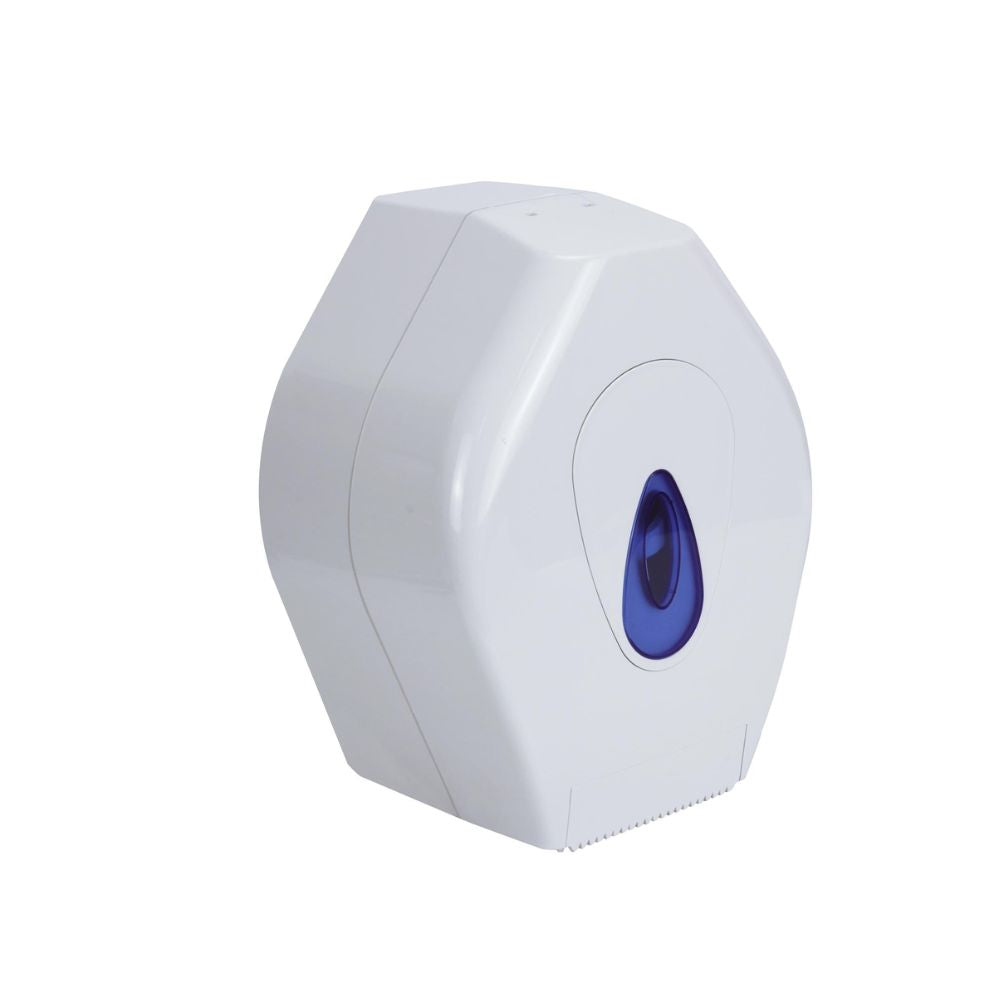 PRO Mini Jumbo Toilet Roll Dispenser White Plastic