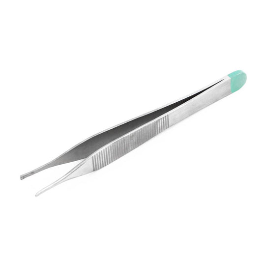 Stainless steel Adson surgical tweezers 12cm with green finger grip