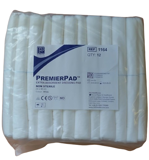 PremierPad ikke-sterile sårforbindingspuder 20 cm x 40 cm Pakke med 12