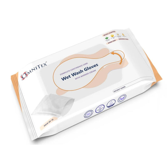 Omnitex Bed Bath Wet Wash Handsker med Barrier Cream Pakke med 10 stk