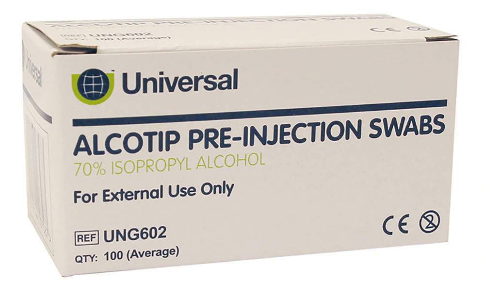 Universal Alcotip Pre-injection vatpinde 70% alkoholservietter