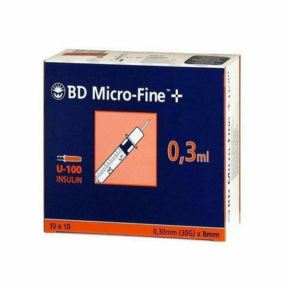 0,3ml 30g 8mm BD mikrofin sprøjte og nål u100