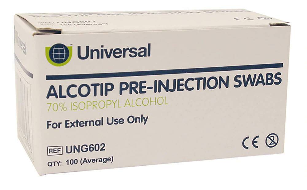 Universal Alcotip Pre Injection Swabs 70percent Alcohol Wipes UKMEDI UK Medical Supplies