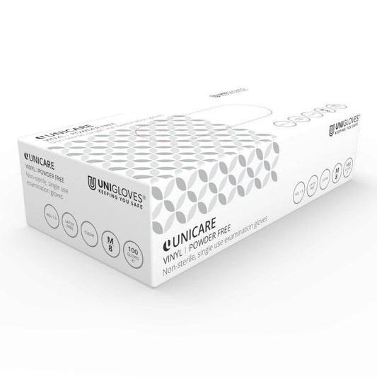 Unicare Clear Vinyl undersøgelseshandsker (EN455) 100 handsker pr. æske