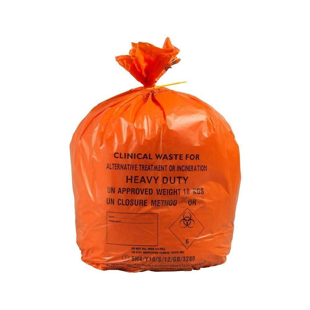 Orange Medium Duty klinisk affaldssække 90 liter x 25