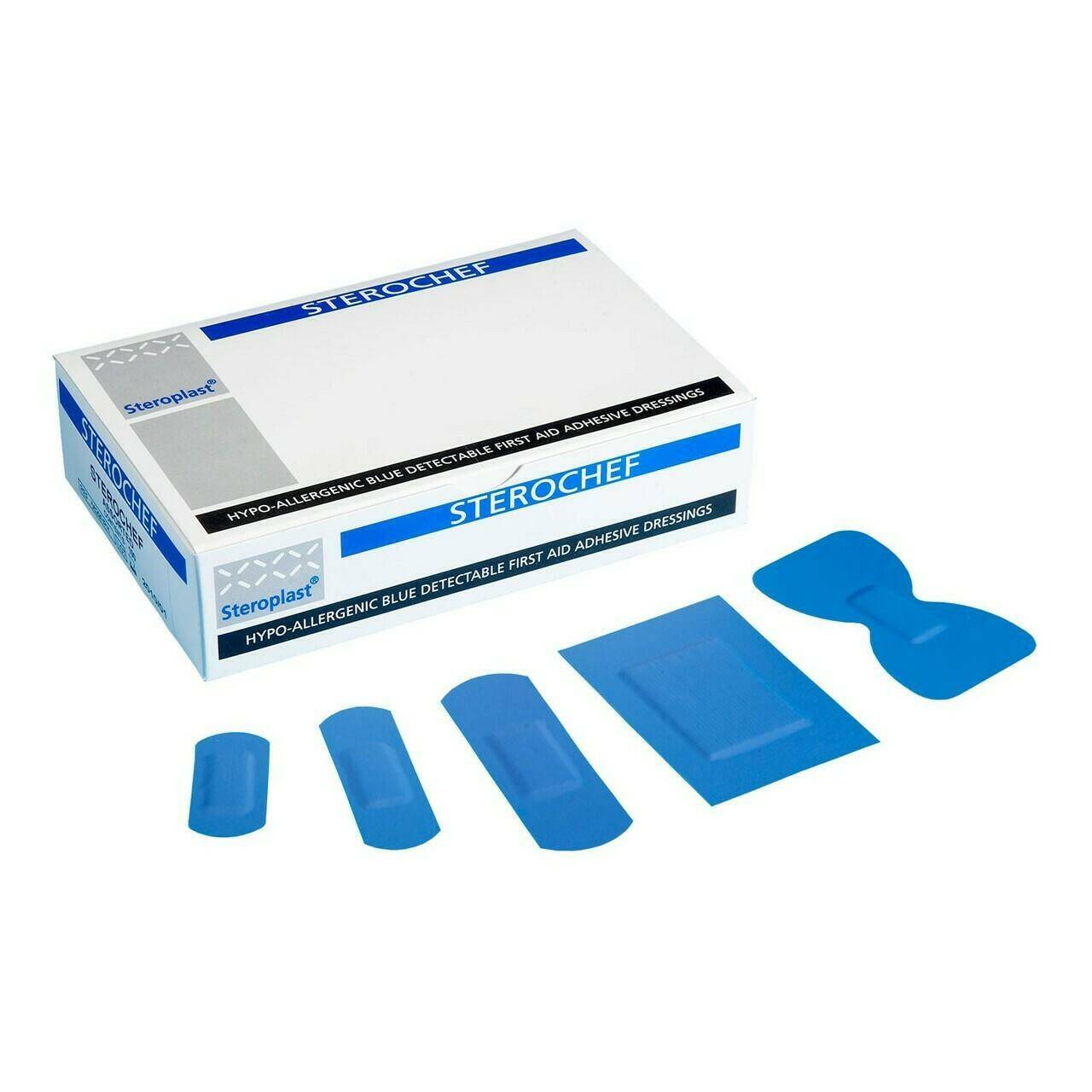 Sterochef Assorted Blue Deectable Plasters x 100