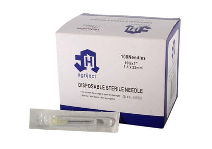 19g 1 inch Agriject Disposable Needles Poly Hub - UKMEDI