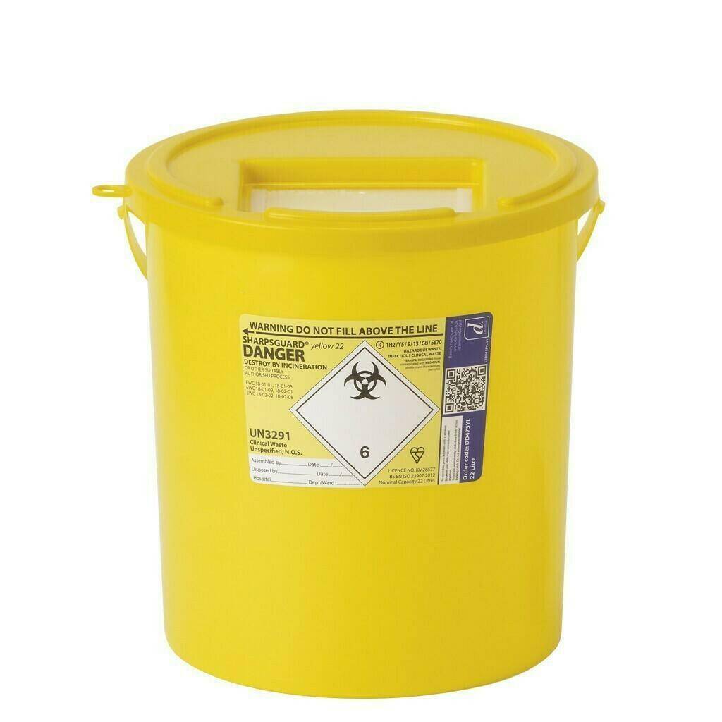 22 liters Sharpsguard Yellow Sharps bin