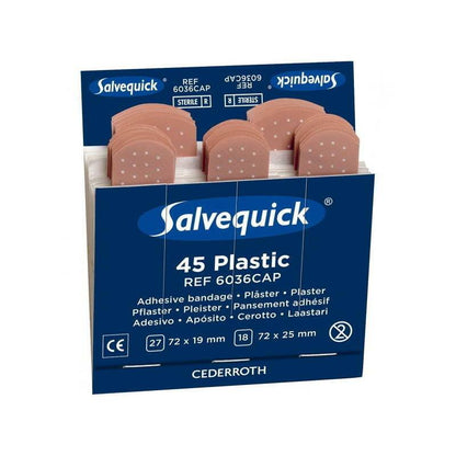 Salvequick steril plastgips, enkelt refill (45 plastre)