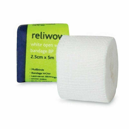 WOW Bandages 2.5cm x 5m White Open Wove - UKMEDI