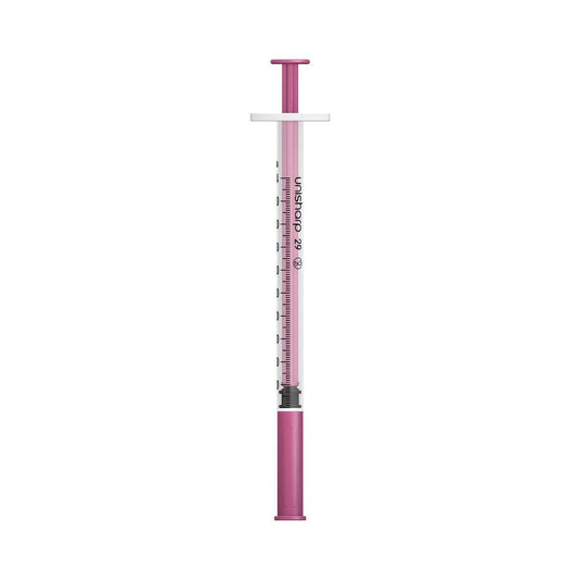 1 ml 0,5 tommer 29 g Pink Unisharp sprøjte og nål u100
