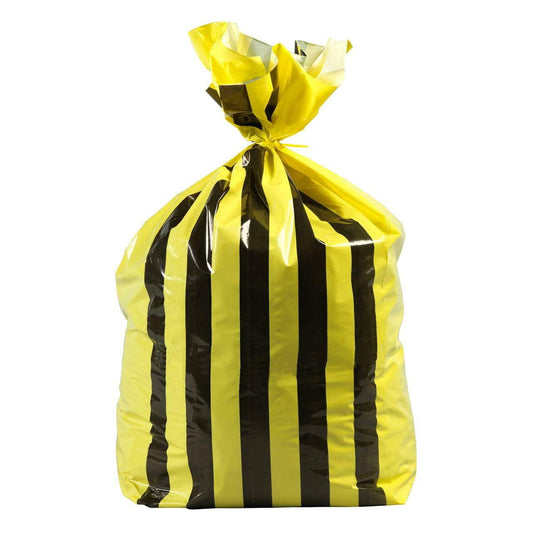 90L Large Double Sided Print Tiger Stripe Polythene Offensive Waste Bags 25mu - 1 Roll of 25 MVN470 UKMEDI.CO.UK