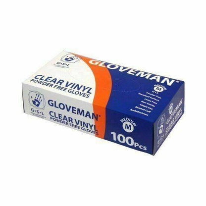 Gloveman Powder Free Clear Vinyl Handsker