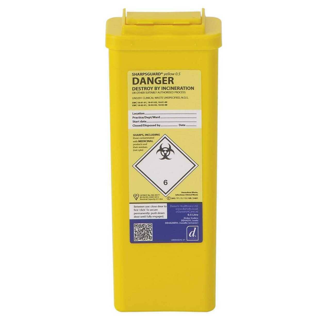 0,5 liter Sharpsguard Yellow Sharps beholdere