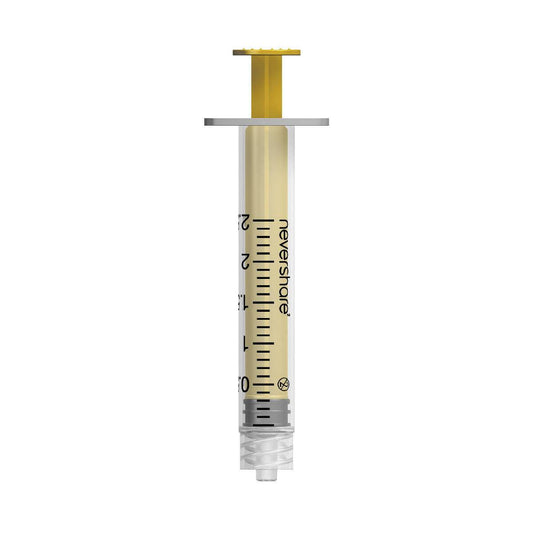 2,5 ml gule Nevershare Luer Lock-sprøjter