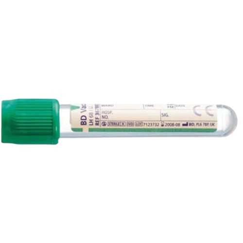 BD Vacutainer 4ml Plastic Lithium Heparin Tube, Grøn Hemogard lukning