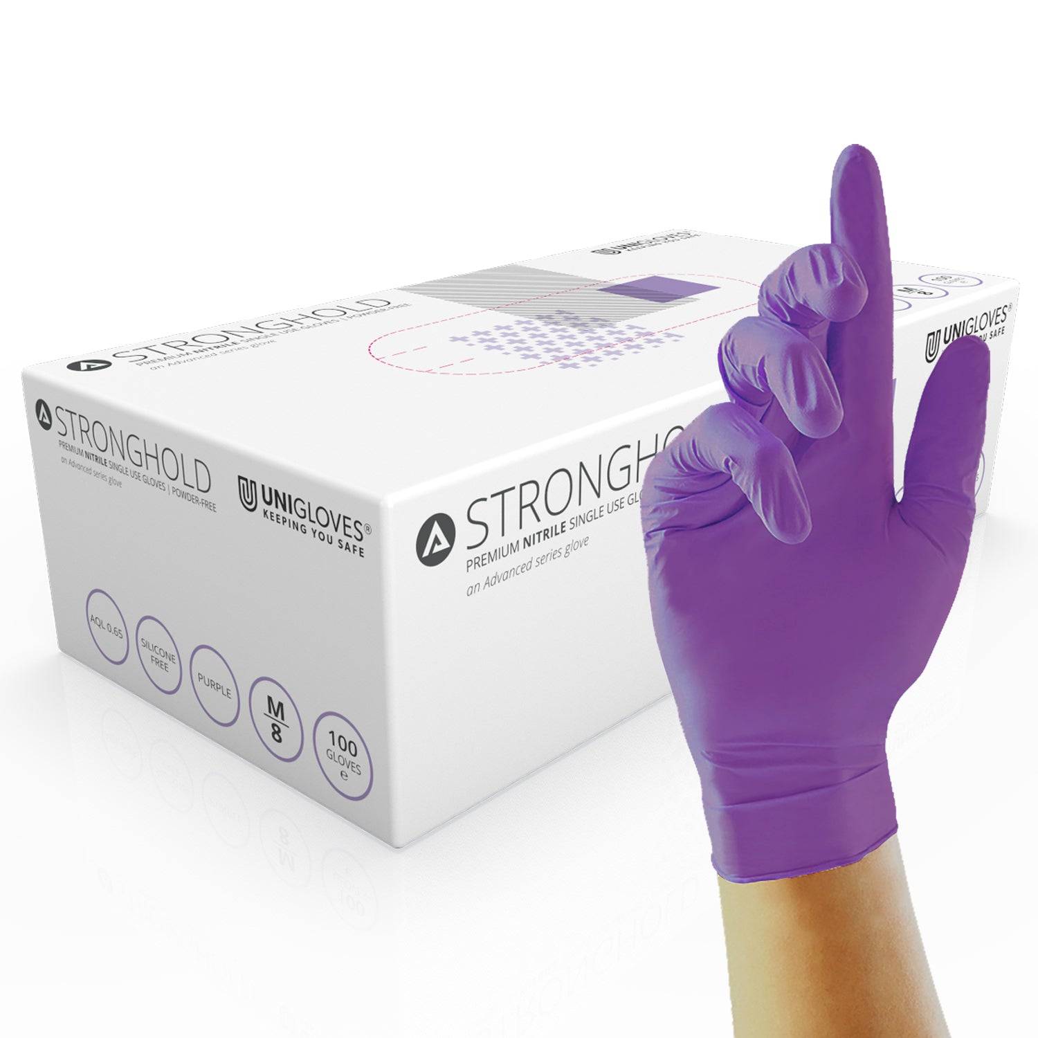 Unigloves Stronghold Advanced Disposable Powder Free Nitrile Gloves Box of 100 - UKMEDI - UK MEDICAL SUPPLIES