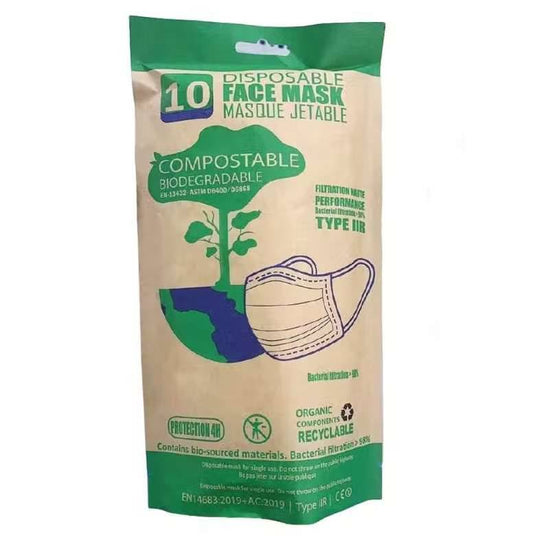 Eco Green Living - Compostable Face Masks Pack of 10 - REGLFACEMED-10 UKMEDI.CO.UK UK Medical Supplies