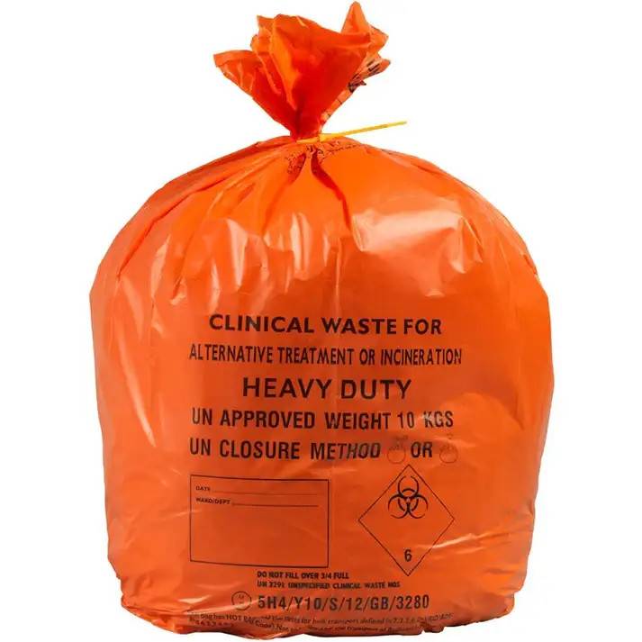 28 x 38 tommer Orange Duty klinisk affaldsposer 90 liter rulle med 25