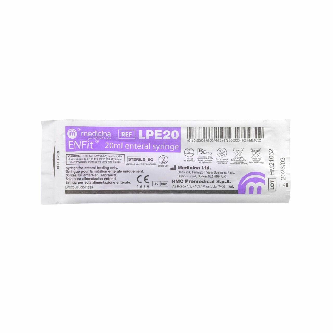 Medicina 20ml ENFIT Medicina Syringe LPE20 UKMEDI - UK Medical Supplies