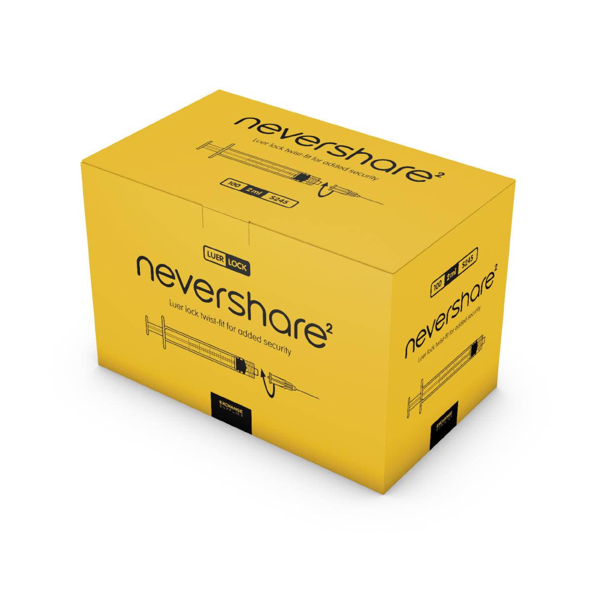 Nevershare 2.5ml Yellow Nevershare Luer Lock Syringes S245 UKMEDI - UK Medical Supplies