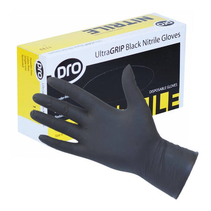 PRO UltraGRIP Black Nitrile Gloves Box of 100