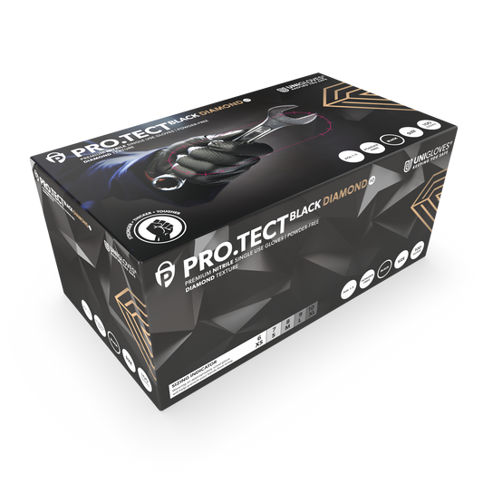 PRO.TECT Black Diamond HD tekstureret nitril handskeæske med 100 stk