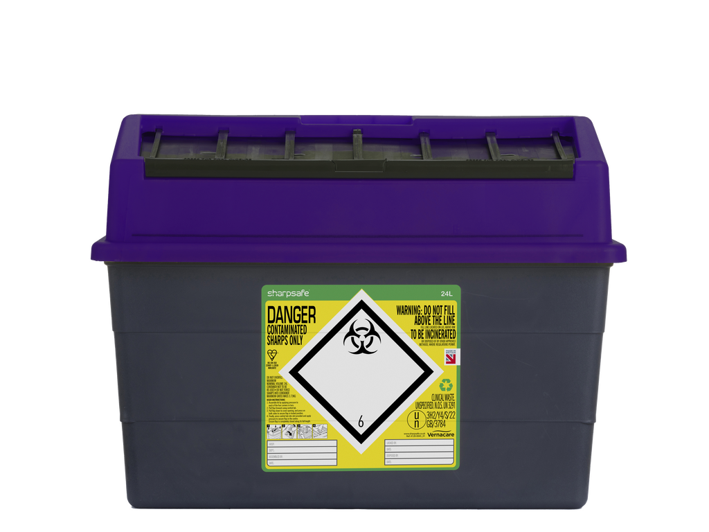 24 Liter Sharpsafe Lilla Skarpe Affaldsbeholder