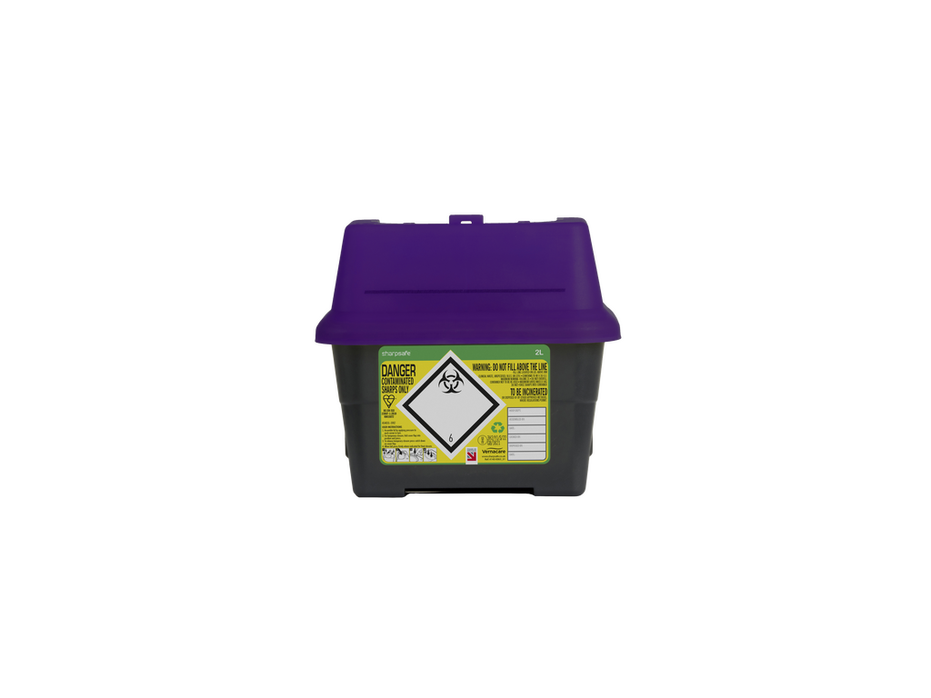 2 Liter Sharpsafe Lilla Skarpe Affaldsbeholder