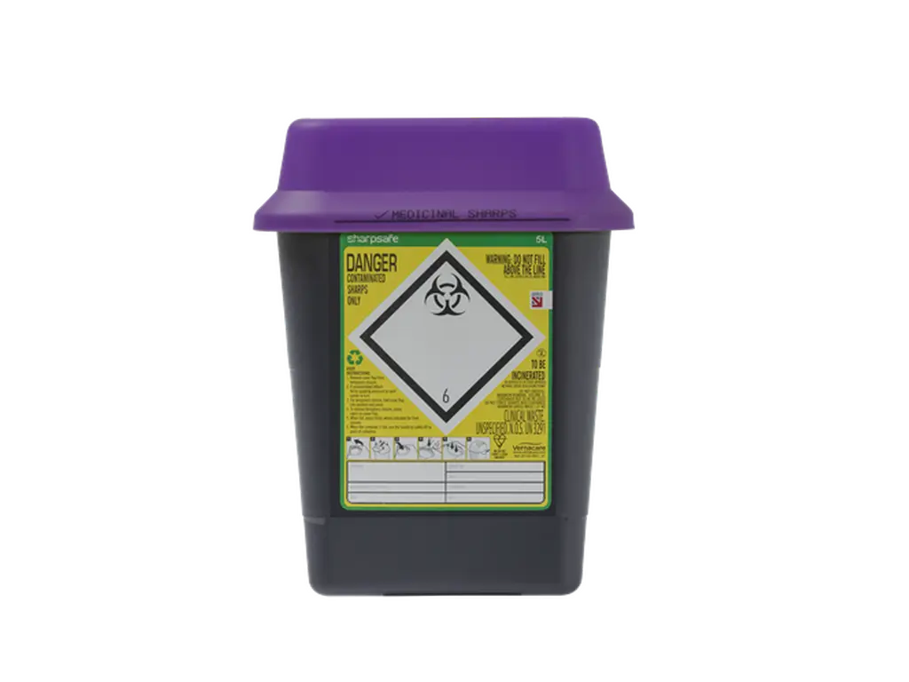5 Liter Sharpsafe Lilla Skarpe Affaldsbeholder