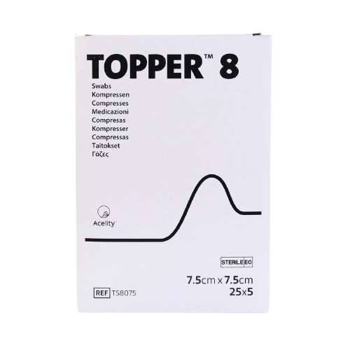 7,5 cm x 7, cm Topper 8 12-lags ikke-sterile vatpinde Pakke med 125 J&J