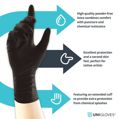 Unigloves Select Black Latex Long Cuff Handsker