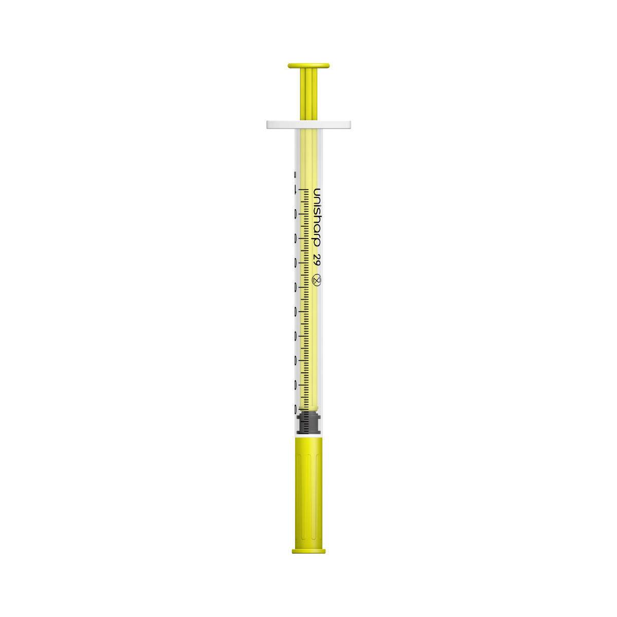 Unisharp 1ml 0.5 inch 29g Yellow Unisharp Syringe and Needle u100 UF29Y UKMEDI - UK Medical Supplies